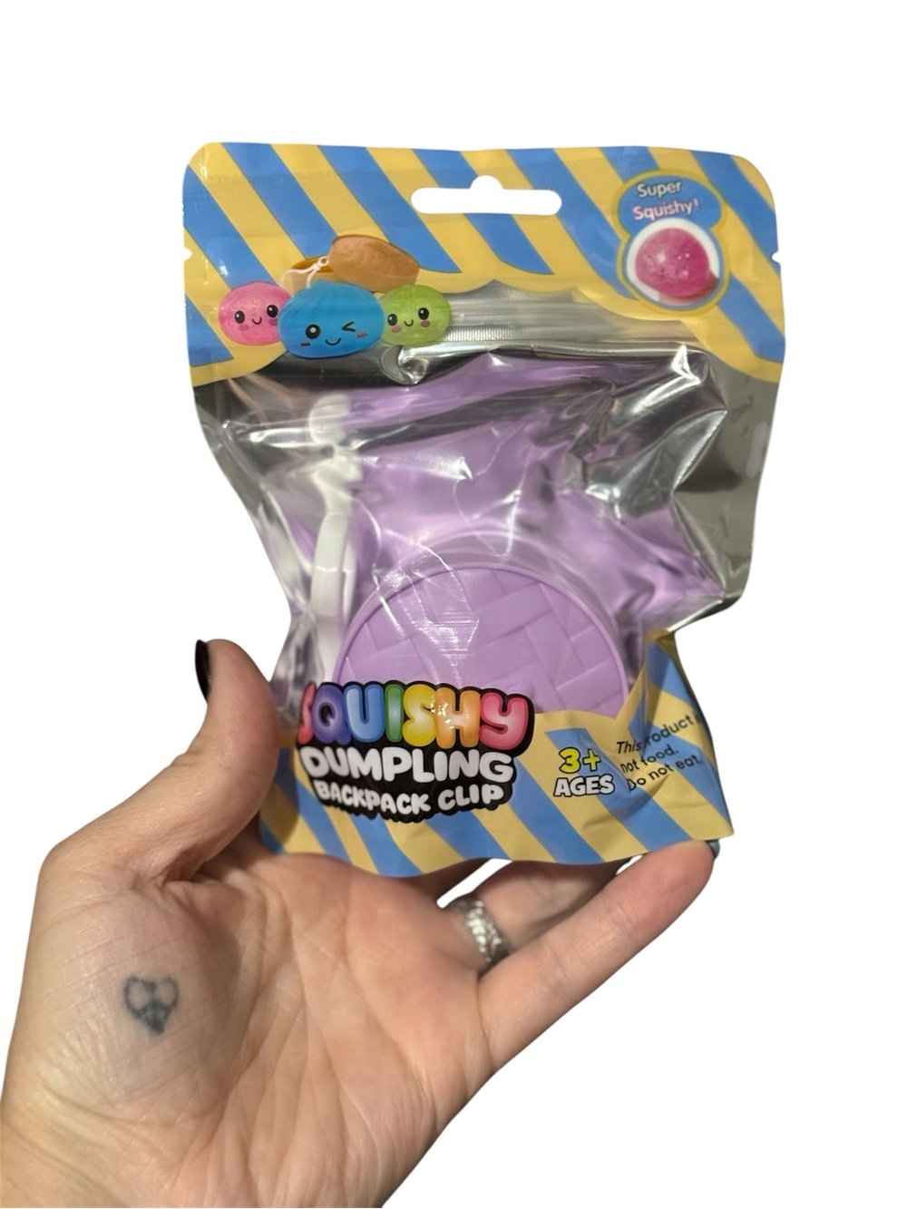 Dumpling Squishy Sensory Toy - Mystery Color - Mini Size Glitter Backpack Clip